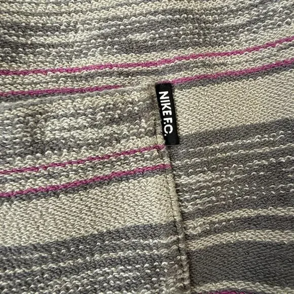 Nike FC Sweat Shorts Mens Large Gray Stripe French Terry Drawstring Soccer - Picture 8 of 8